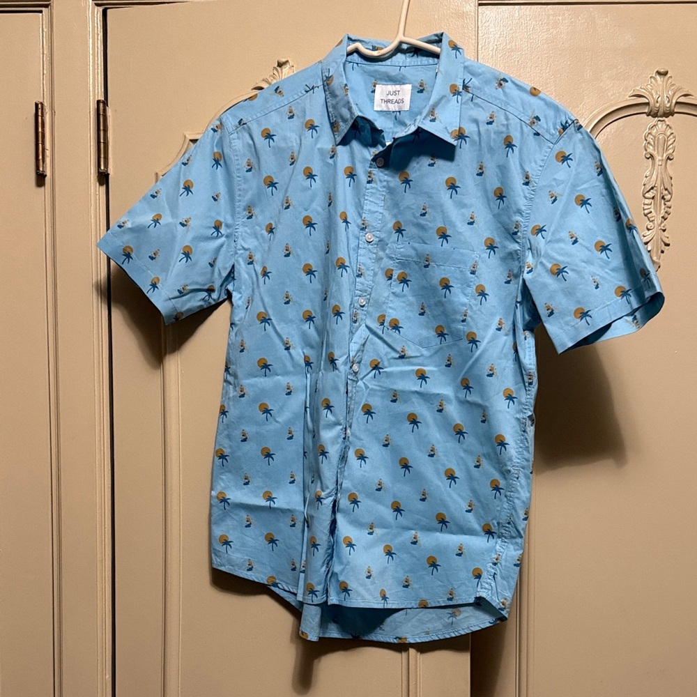 J. Crew Blue Palm Tree Casual Shirt